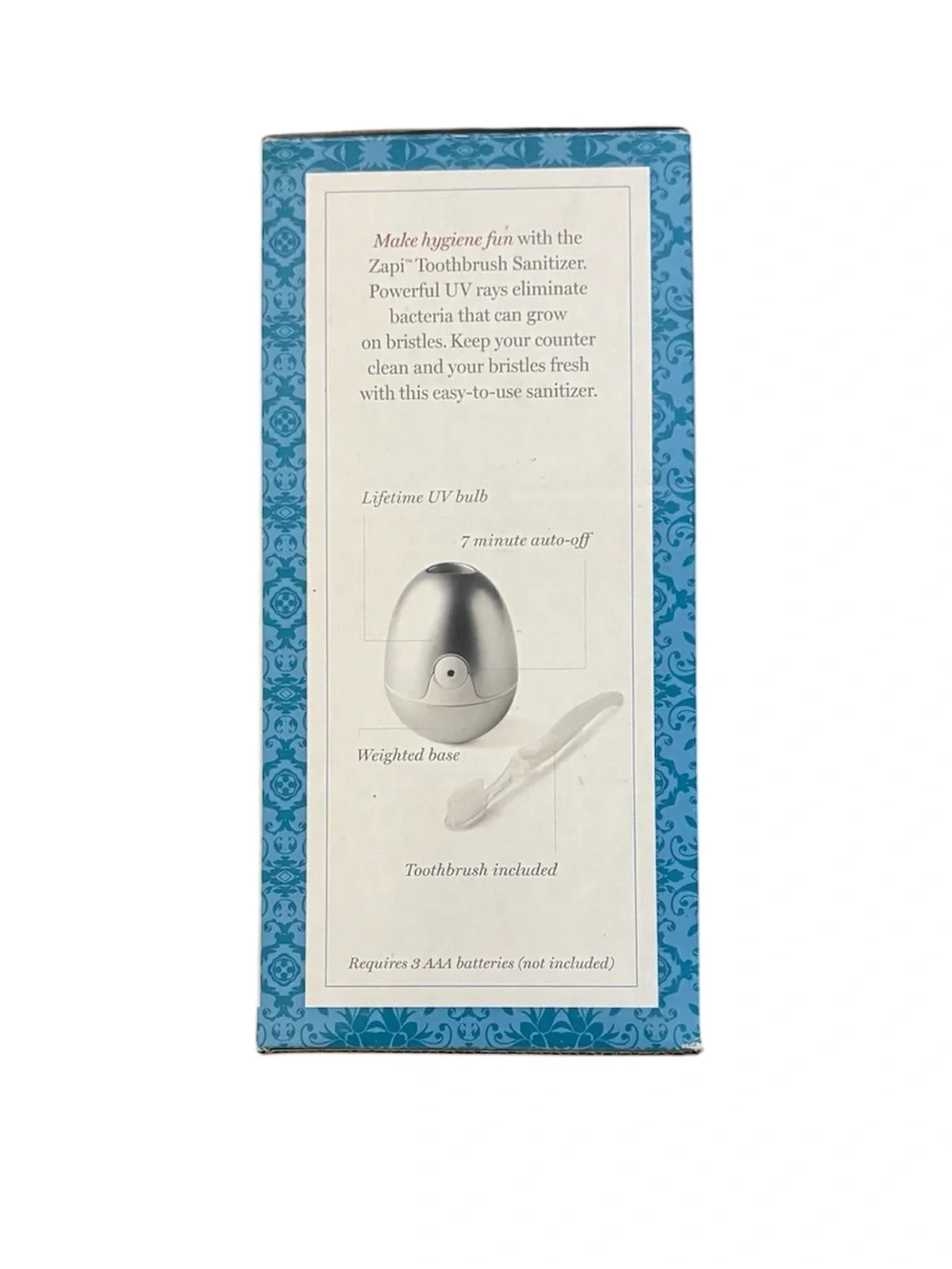 Violight Zapi UV Bulb Dental Toothbrush Sanitizer Brush Included Auto-off Timer